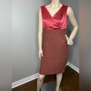 St John Sleeveless  Cranberry V Neck Cocktail